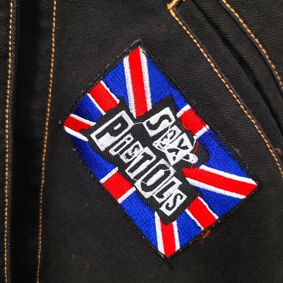 Sex Pistols Denim Jean Jacket Star Studded Embroidered Vintage The Limited - Picture 3 of 5